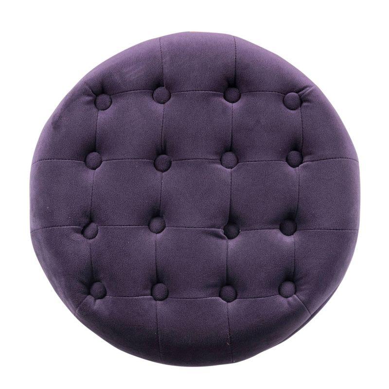 Large Round Button Tufted Storage Ottoman - HomePop