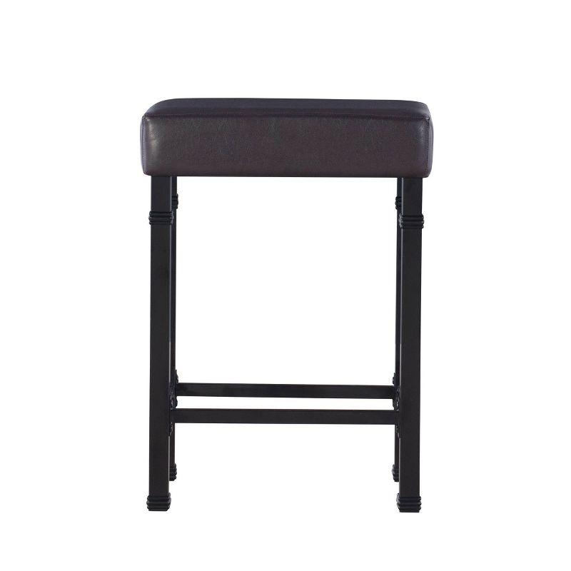 3pc Austin Faux Leather Stools Wood Pub Dining Set Metal/Black - Linon: Counter Height, Padded Seating