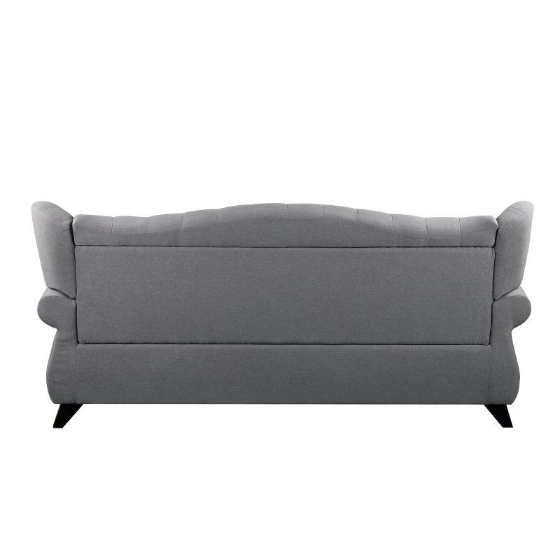 86" Hannes Sofa Gray Fabric - Acme Furniture: Classic Design, Winged Backs, Nailhead Trim