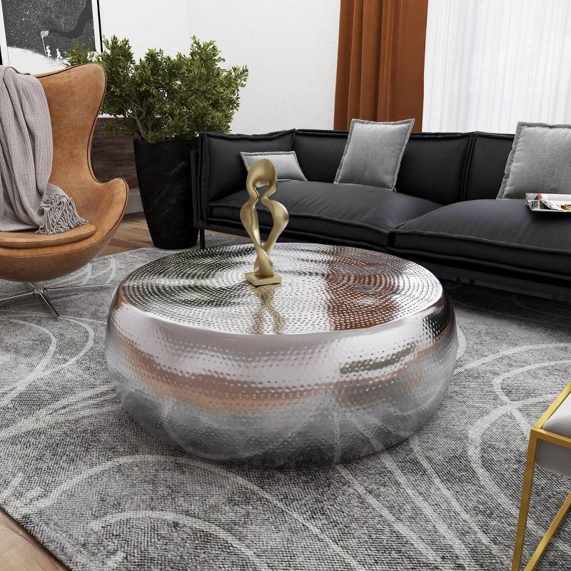 Contemporary Aluminum Coffee Table Silver - Olivia & May