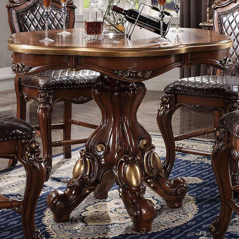 Acme Furniture 48" Picardy Accent Table Honey Oak: Elegant Scrollwork, No Assembly, Spot Clean, Wood Frame