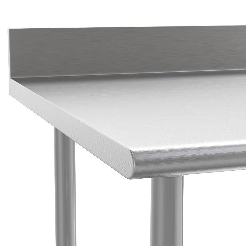 Flash Furniture Commercial Stainless Steel Kitchen Prep and Work Table with Shelf and Backsplash