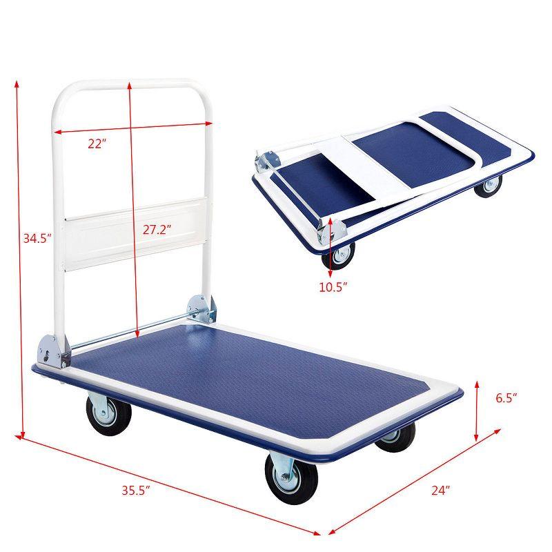 660lb Blue Steel Folding Platform Cart Dolly