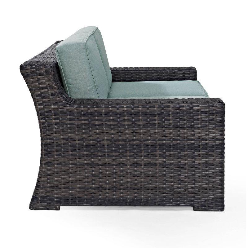 Beaufort Outdoor Wicker Loveseat - Mist - Crosley: Powder-Coated Steel Frame, UV-Resistant, with Foam Cushions