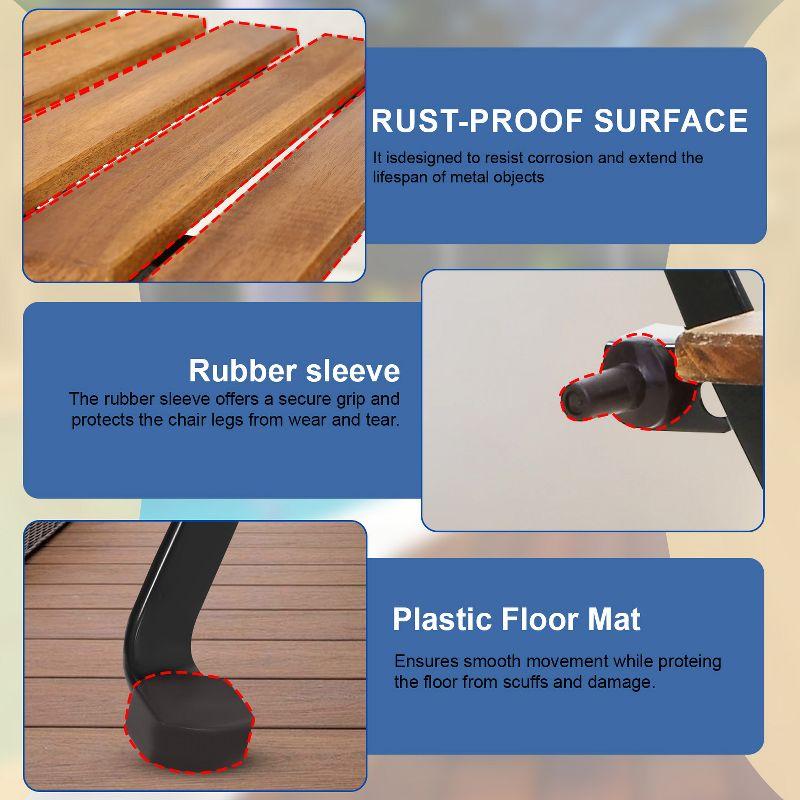 BestMassage 3 Piece Bistro Set Folding Chairs Table with Weather-Resistant Wood, Natural