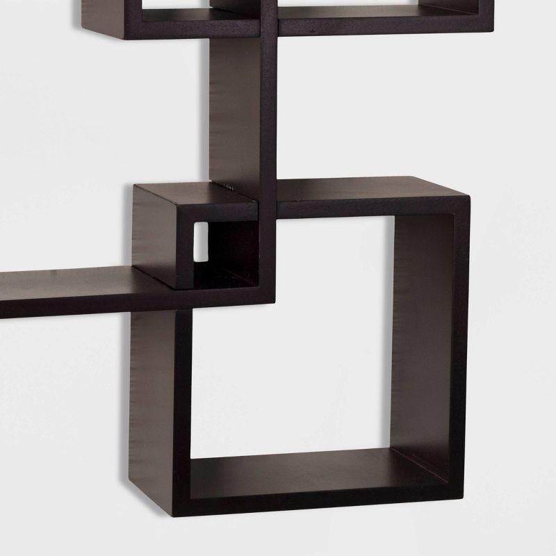Danya B. 25.5" x 17.75" Intersecting Cube Wall Shelf Espresso Modern MDF Storage Display