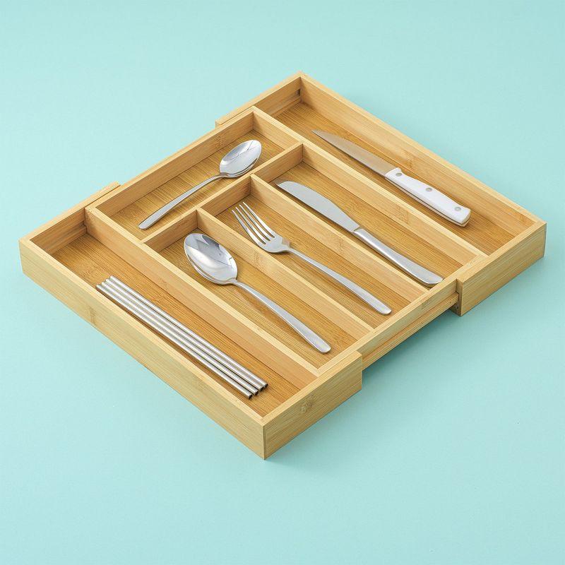 JoyJolt Expandable Bamboo Flatware Organizer