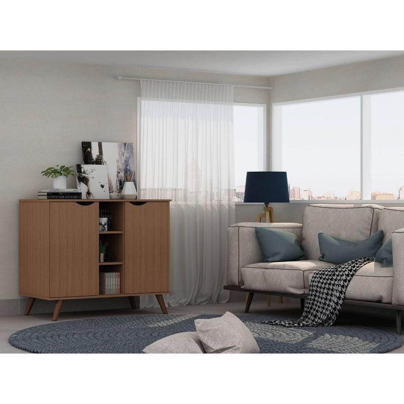 Manhattan Comfort 39.37" Hampton Buffet Stand Maple Cream: Mid-Century Modern Sideboard, Fixed Shelves