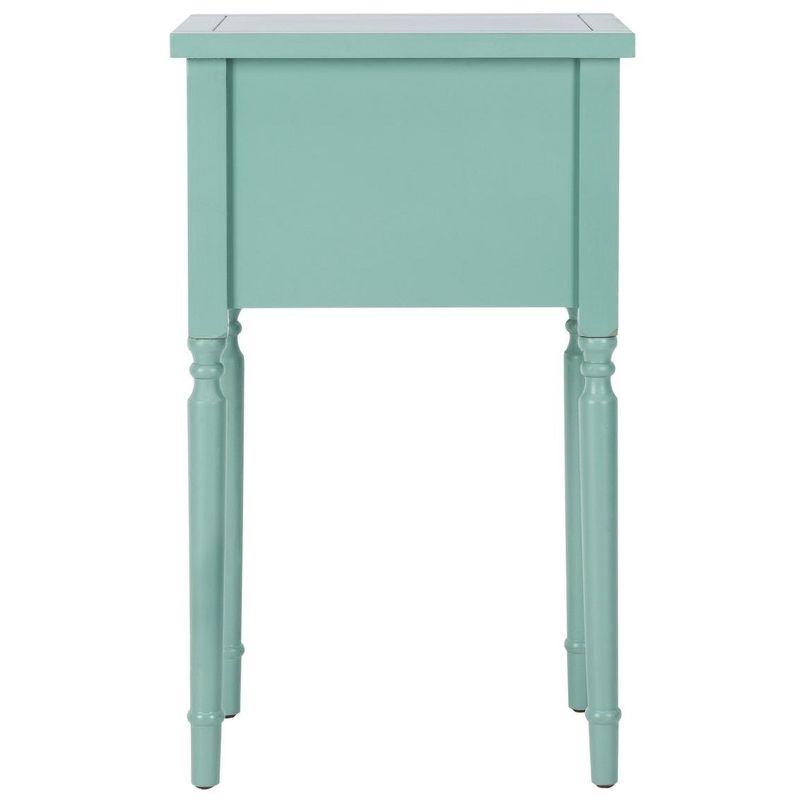 Dusty Green Transitional Poplar Wood End Table with Storage