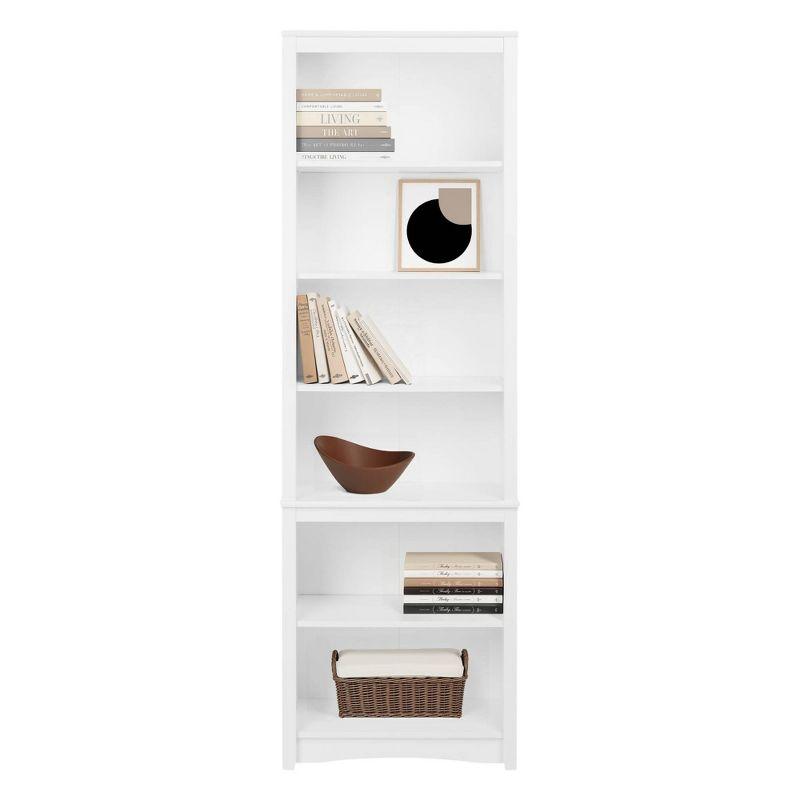 80" Tall Bookshelf White - Prepac: Laminated 6-Shelf Storage, Modern Design