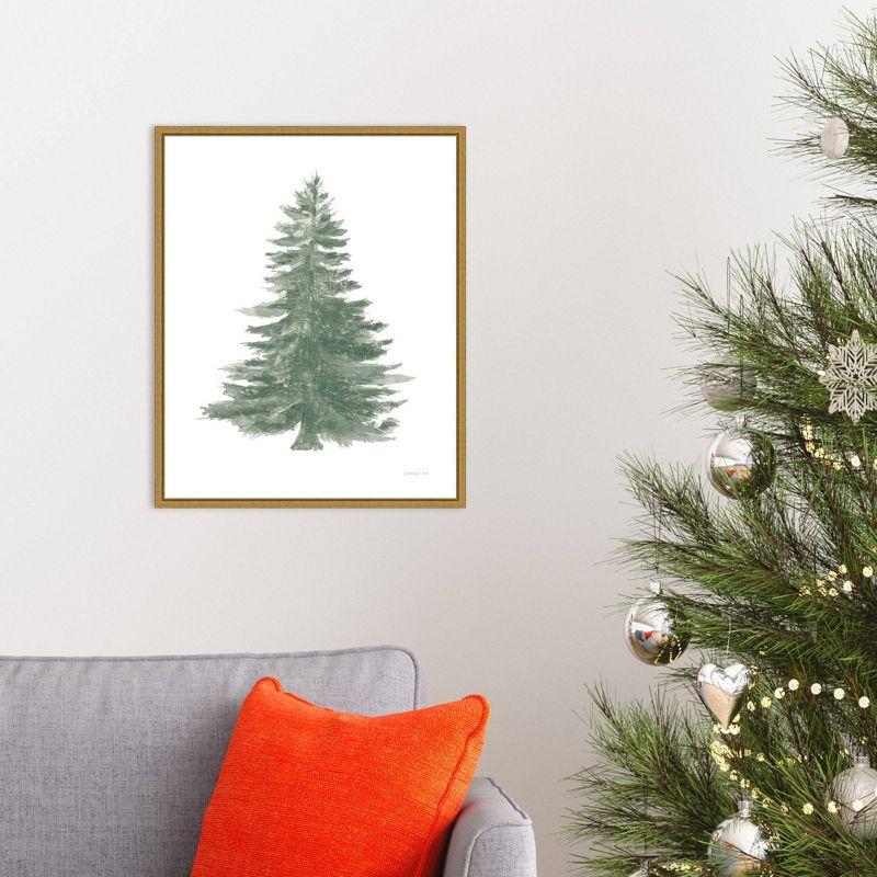 16" x 20" Floursack Holiday Tree by Danhui Nai Framed Canvas Wall Art - Amanti Art: Seasonal Botanical Decor