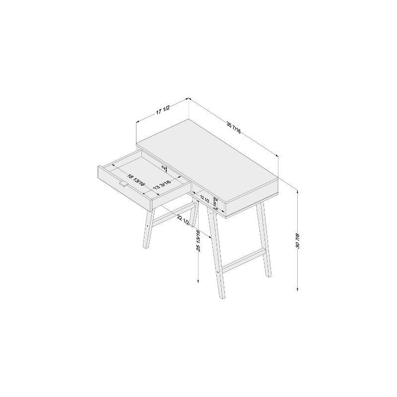 White Wood Writing Desk with Drawer and Open Shelf