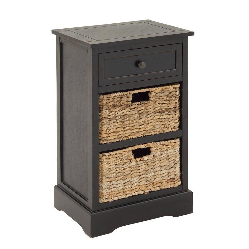 Farmhouse Wooden Chest with Wicker Basket Drawers Black - Olivia & May: No Assembly, Indoor Use, MDF Composite