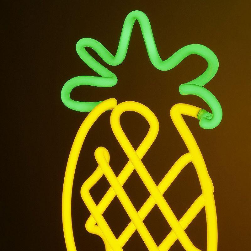 Amped & Co Pineapple Neon Desk Light, Yellow and Green