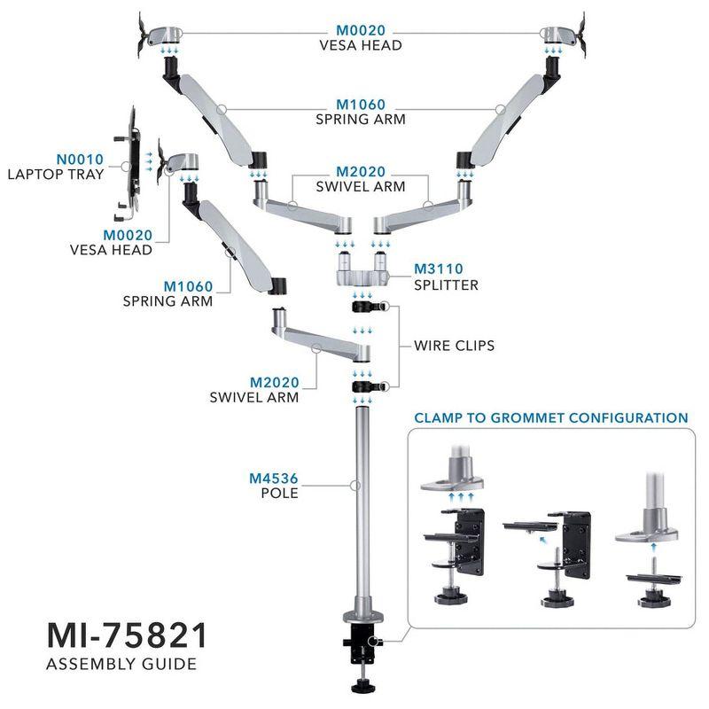 Silver and Black Adjustable Dual Monitor and Laptop Stand