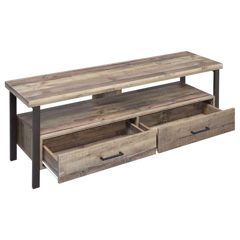 Morello 2 Drawer TV Stand for TVs up to 65" Weathered Pine - Coaster: Rustic Style, Melamine Veneer, MDF Frame