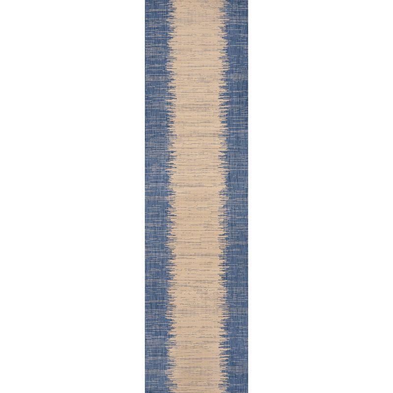 2' x 8' Tavira Modern Strie' Indoor/Outdoor Runner Rug, Blue/Beige - JONATHAN Y