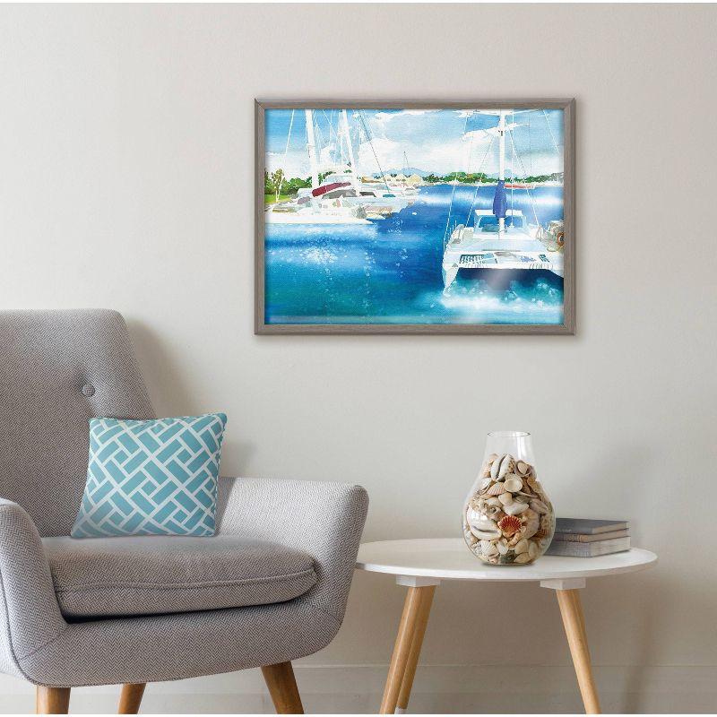 18" x 24" Blake Summer is for Sailing by Janet Meinke-Lau Framed Printed Glass Gray - Kate & Laurel All Things Decor