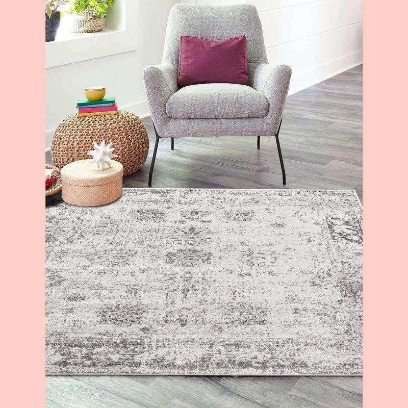 Casino Sofia Gray 8' Square Indoor Synthetic Rug