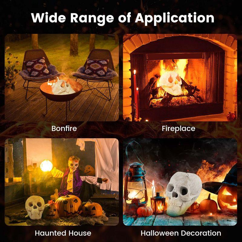 Costway Ceramic Fireproof Fire Pit Skull, Reusable Imitated Human Skull for Gas Beige/Black