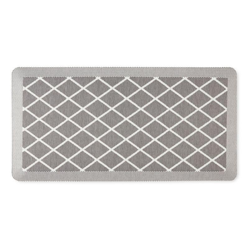 Gray Trellis Memory Foam Anti-Fatigue Kitchen Mat