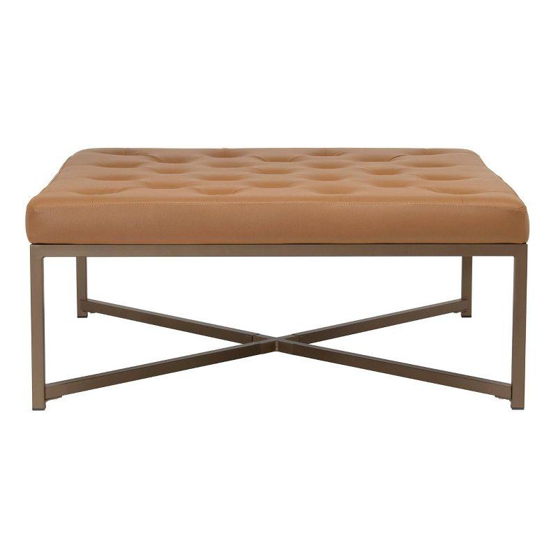 Camber Large Tufted Brown Leather Cocktail Ottoman