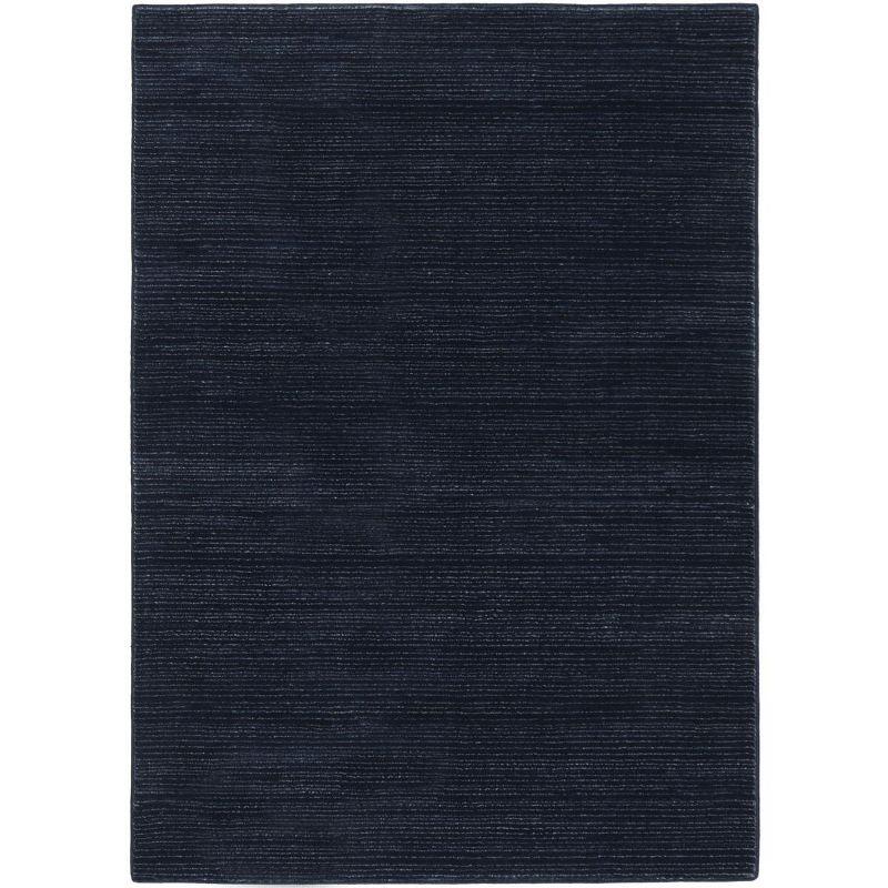 Navy Solid Synthetic 4' x 6' Hand-knotted Area Rug