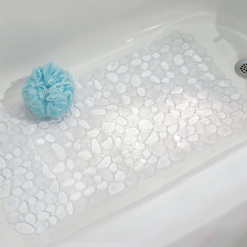 iDESIGN Pebblz Suction Non Slip Bath Mat for Shower Bathtub Stall 16 "x9 " Clear