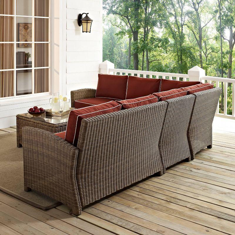 Bradenton 5pc Outdoor Wicker Sectional Set - Sangria - Crosley: Steel Frame, UV-Resistant, Modular Design