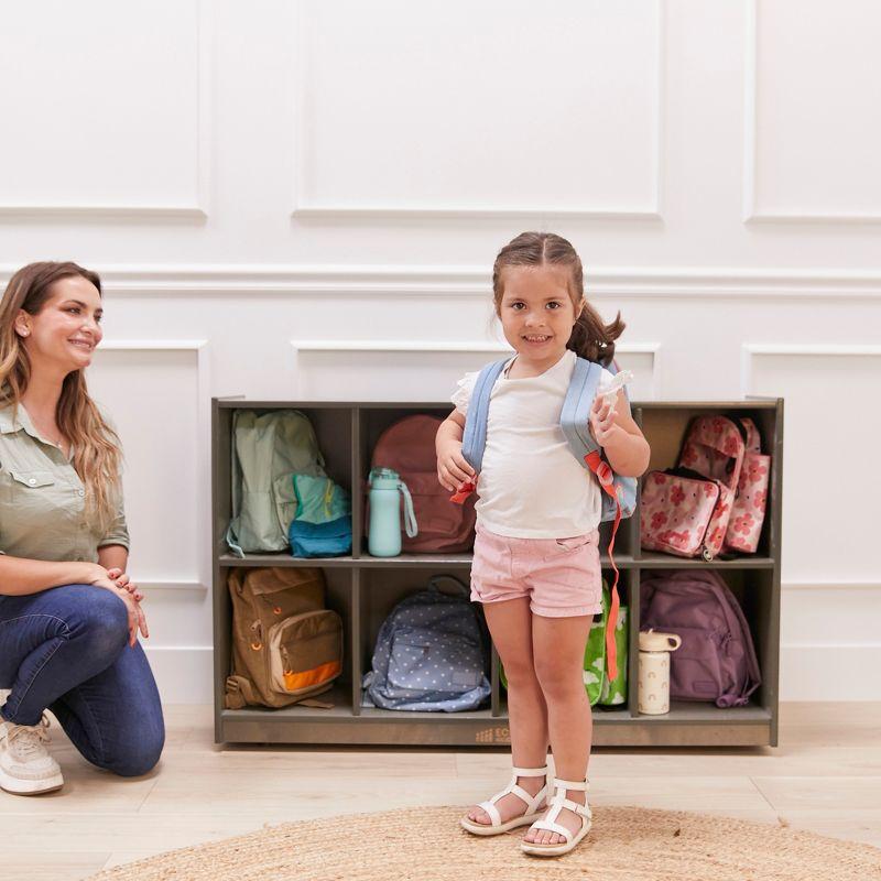 ECR4Kids 8-Compartment Mobile Backpack Storage Cabinet, Grey Wash