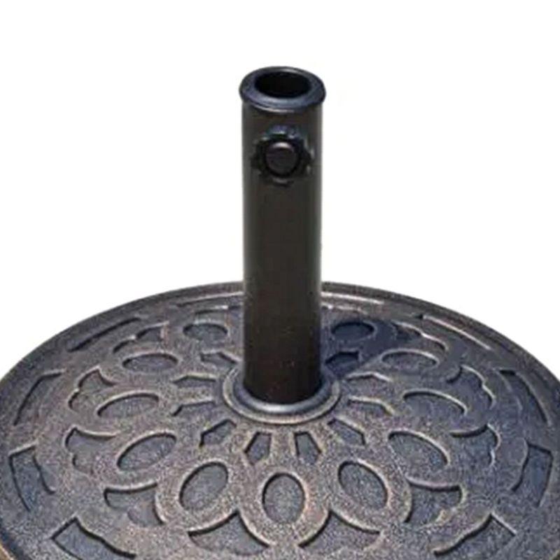 Four Seasons Courtyard Solid 18 Inch Round Base for 2 Inch Umbrella Poles to Shade Outdoor Backyard Garden, Patios, and Porches, Bronze