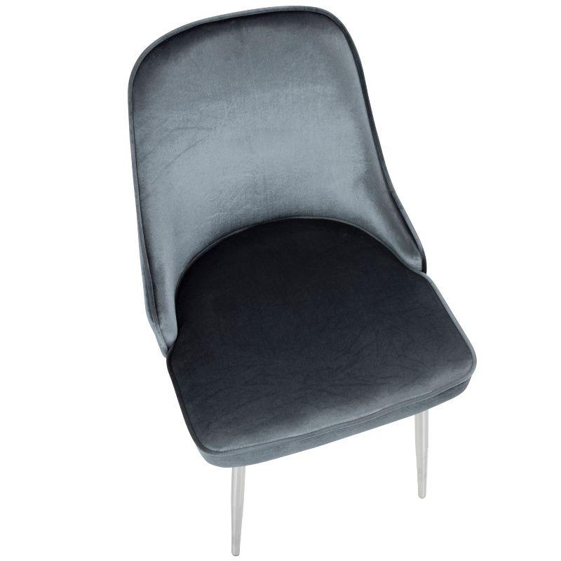 LumiSource Set of 2 Dining Chairs LumiSource Blue:: Chrome-Plated, Velvet Upholstery, Metal Legs, No Assembly Required