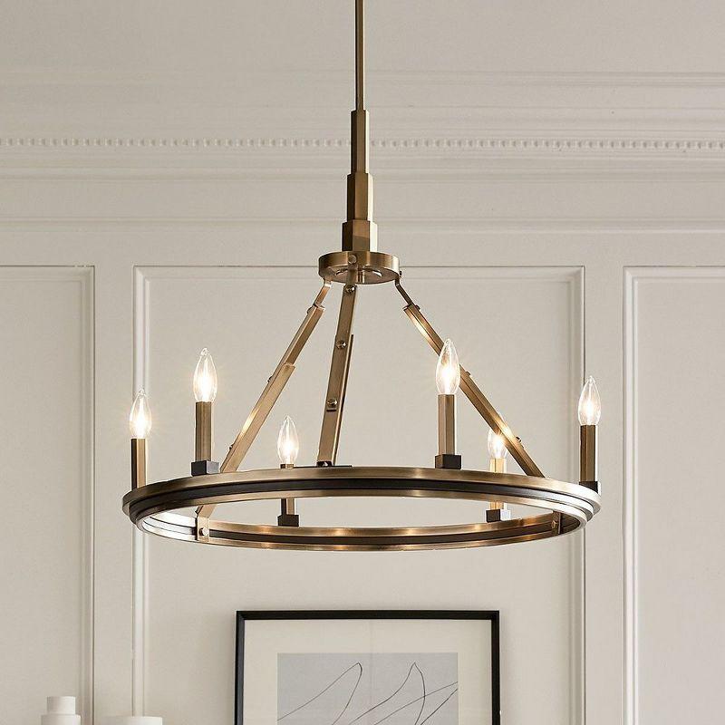 Emmala 6-Light Brushed Natural Brass Art Deco Chandelier