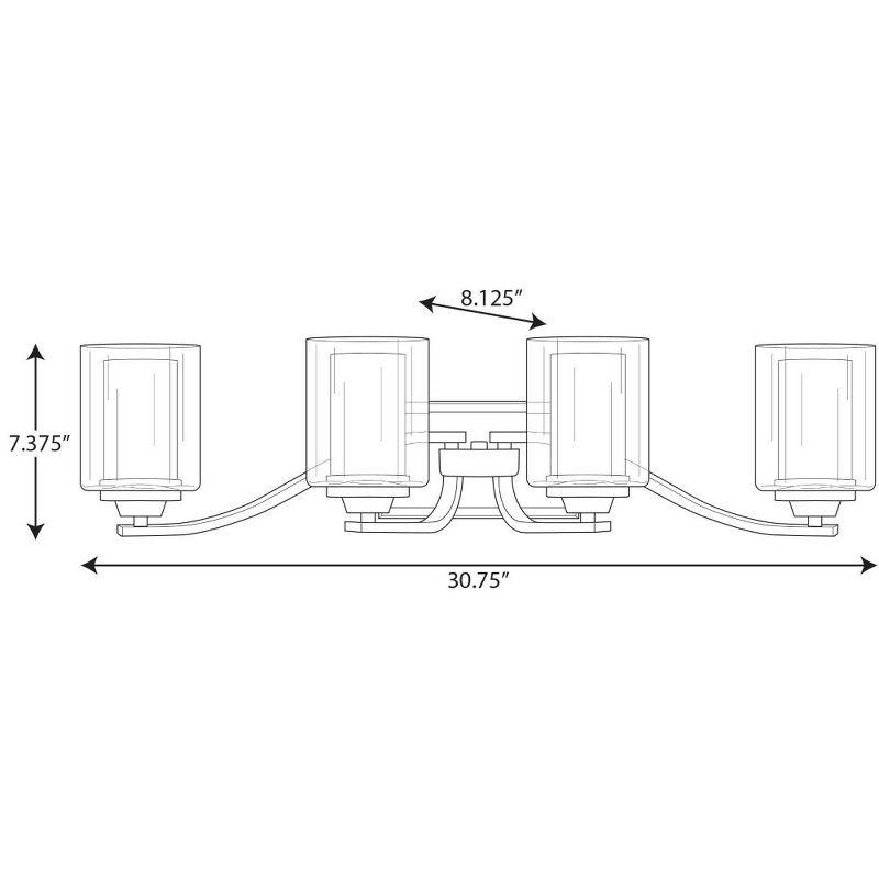 Graphite Nickel 4-Light Wall Bracket with Etched Glass Shades