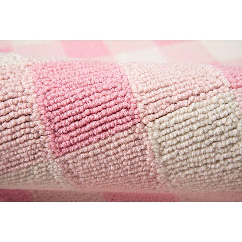 2'3"x7'6" Runner Gingham Rug Pink - Momeni: Handmade Tufted Indoor Rug, Low Pile, Classic Pattern, Cotton Backing