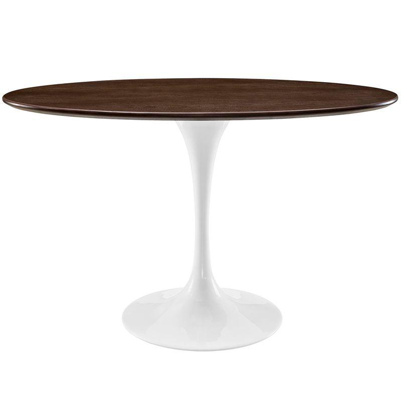 Mid-Century Modern 48" Oval Walnut Wood Dining Table