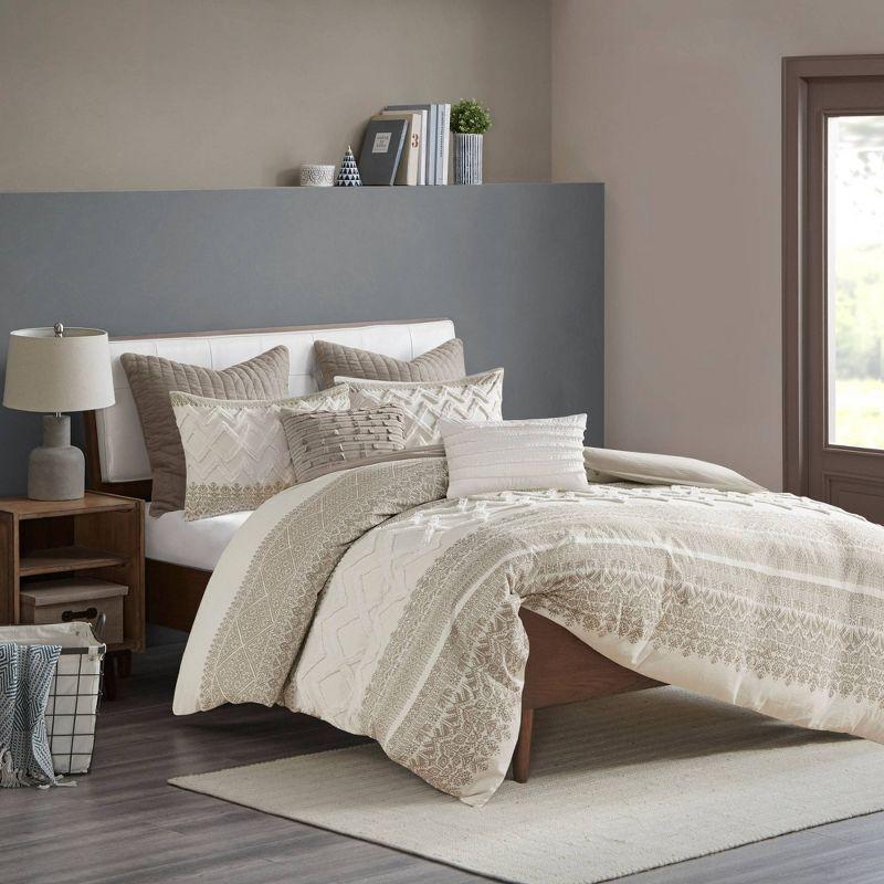 Mila Cotton Duvet Cover Set with Chenille Tufting