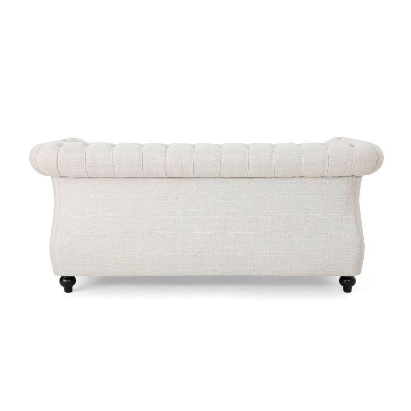Somerville Traditional Chesterfield Loveseat Beige - Christopher Knight Home: Upholstered, Nailhead Trim, Wood Frame