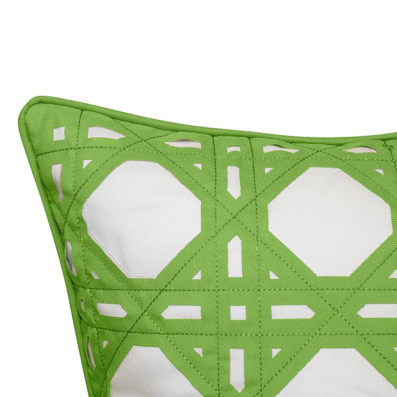 Embroidered Geometric Rattan Indoor/Outdoor Throw Pillow - Edie@Home