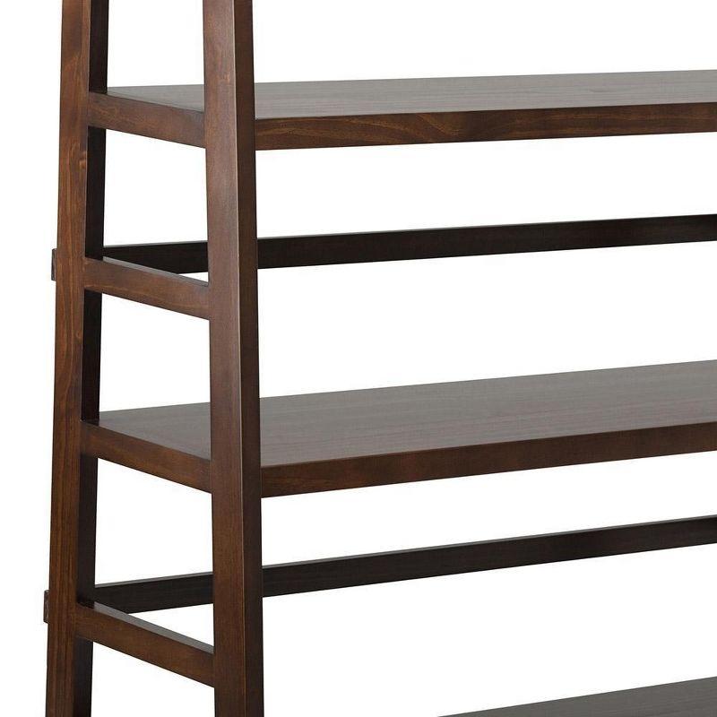 Acadian Brunette Brown Solid Wood Wide Ladder Shelf Bookcase