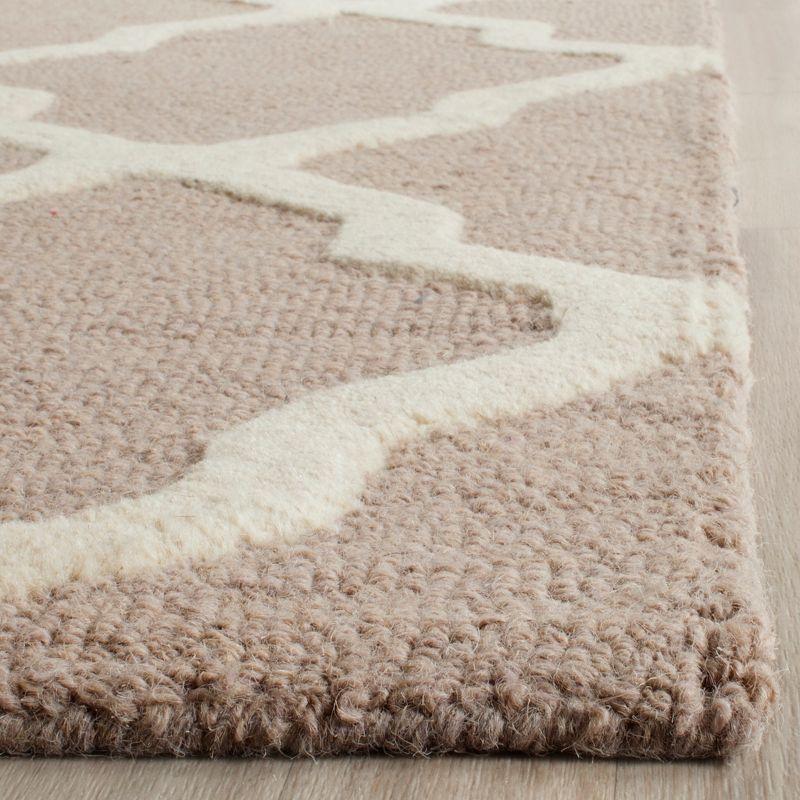 Beige and Ivory Hand-Tufted Wool Square Area Rug, 6' x 6'