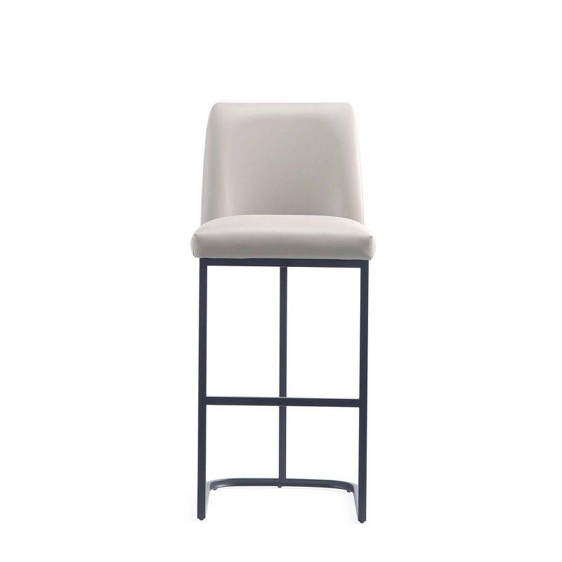 Manhattan Comfort Serena Leatherette Upholstered Metal Barstool Light Gray: Sled Base, Padded Back, Fixed Height 29.13"