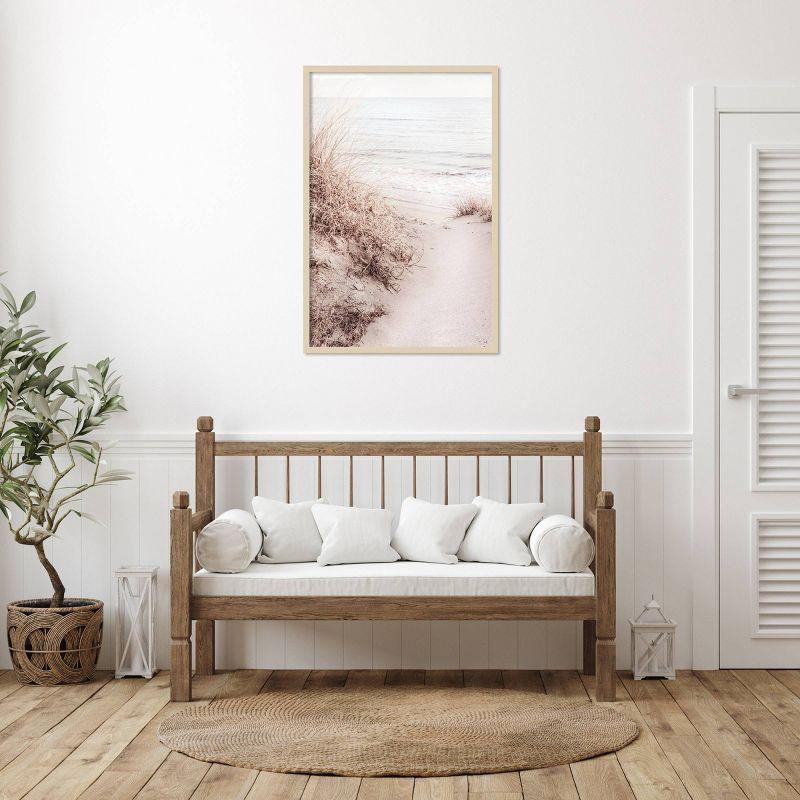 28"x41" Beach Sand 10 by 1x Studio III Wood Framed Wall Art Print Brown - Amanti Art: Serene Ocean View, Vertical Layout