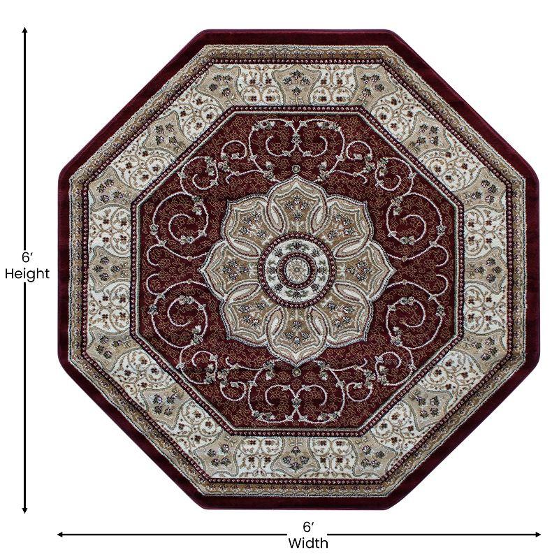 Masada Rugs Traditional Octagon Area Rug Design # 404 Burgundy (5 Feet 3 Inch X 5 Feet 3 Inch) Octagon