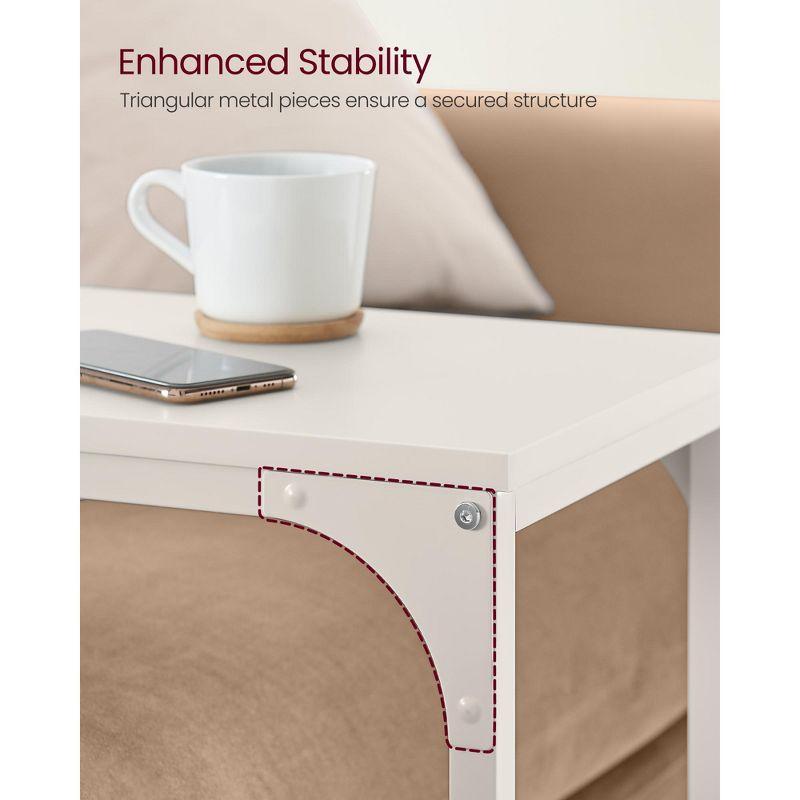 VASAGLE C-Shaped End Table, Small Side Table for Couch, Sofa Table with Metal Frame, Cream White