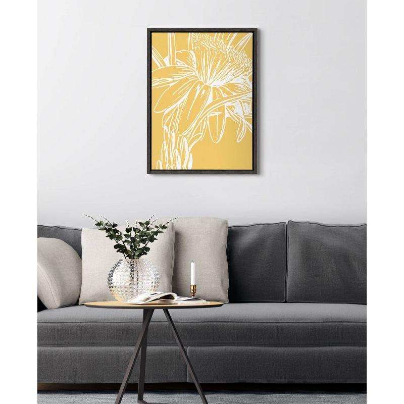 18" x 24" Sylvie Flower in Yellow Framed Wall Canvas by Apricot and Birch - Kate & Laurel All Things Decor