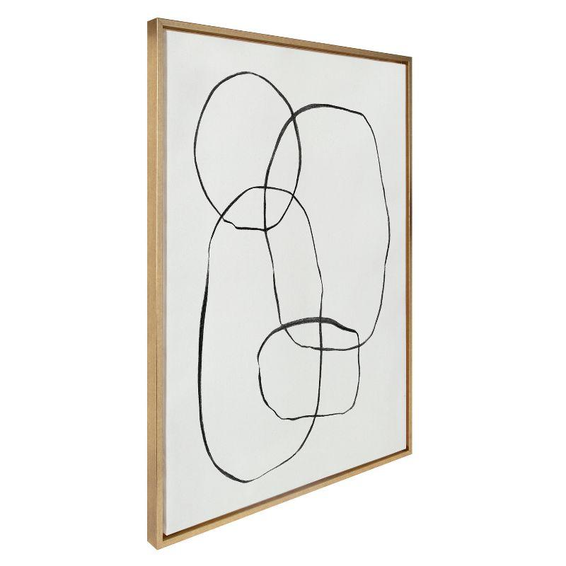 28" x 38" Sylvie 871 Modern Circles Framed Canvas Gold - Kate & Laurel All Things Decor: Contemporary Wall Art, Linen Texture