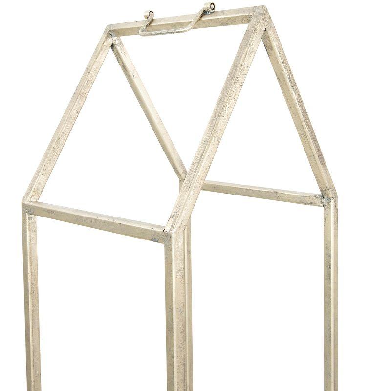 Storied Home Metal House Shaped Fire Wood Holder with Handle, Nickel