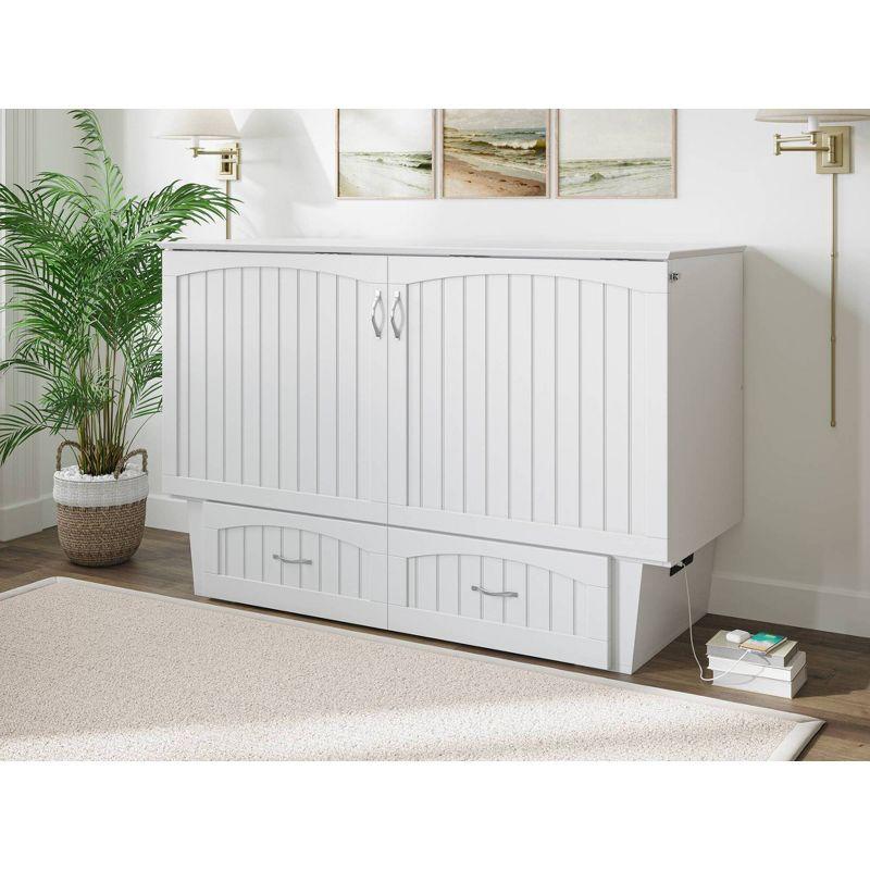 Queen Nantucket Murphy Bed Chest USB Turbo Charger White - AFI