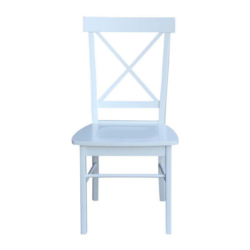 White High Cross Back Solid Wood Side Chair